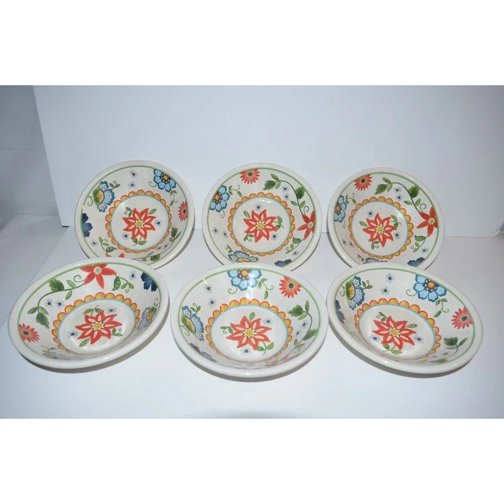Cereal Bowls Threshold Melamine Floral‎ Bright Colors 7